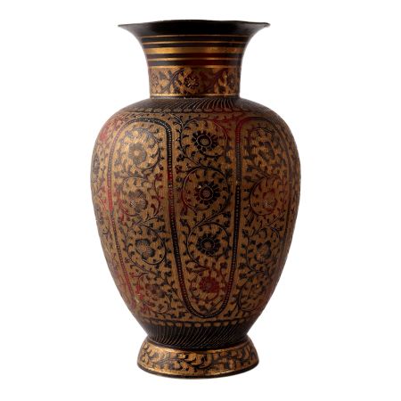 Hand Painted  Brass Mughal Design Flower Vase