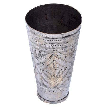 Long Brass Punjabi Glass With Leaves Pattern