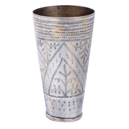 BrassÂ Lassi Glass carved Diamond Leaf Design