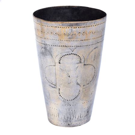Brass Rural Lassi Glass With Big Flower Design
