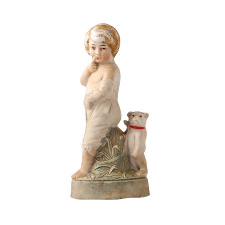 Porcelain Statue of  A Girl With A Cat