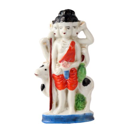 Hand Painted Porcelain Lord Dattatreye Statue