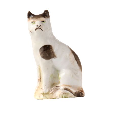 White And Grey  Porcelain Cat Statue