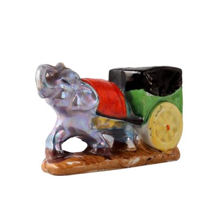 Hand Painted Elephant Cart Planter Or Spoon Stand