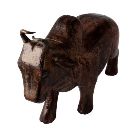 Hand Carved Wooden Bull Statue