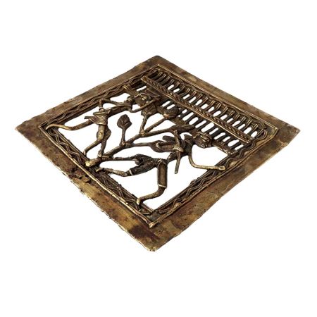 Brass Decorative Brass Wall Hanging Of A Tribal Couple