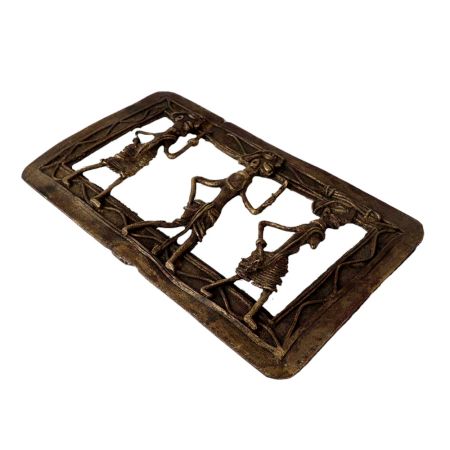 Brass Dhokra Wall Hanging Three Human Frame