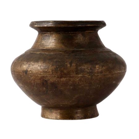 Brass Kalash Water Storage Pot In Dark Patina