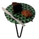 Green Chequered Wood And Resign Cake Stand Stool With  Iron Legs