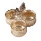 Brass Three Cup Brass Kumkum Holder In Silver Finish