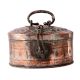 Round Copper Box With Latch And Handle