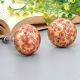 Brass Red Floral Drawer Knobs