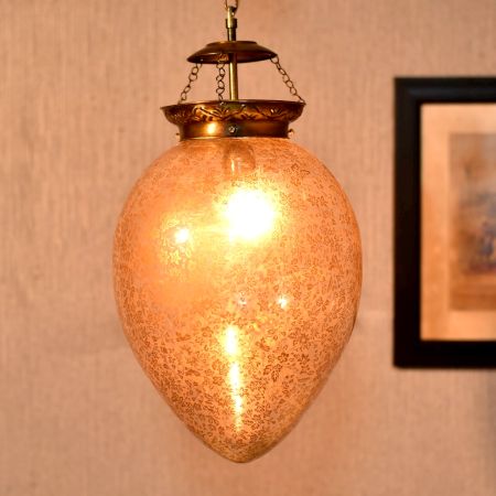 Yellow Oval Ornaments Glass Ceiling Lamp