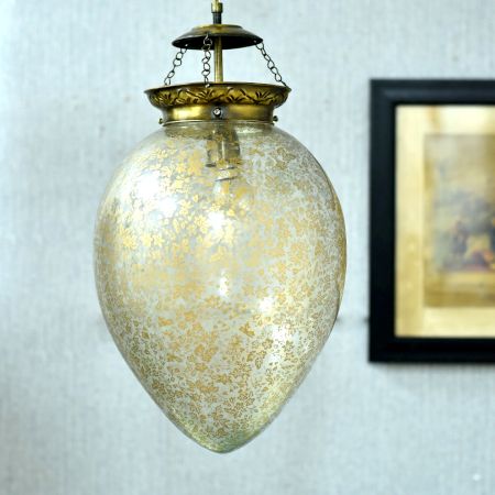 Yellow Oval Ornaments Glass Ceiling Lamp