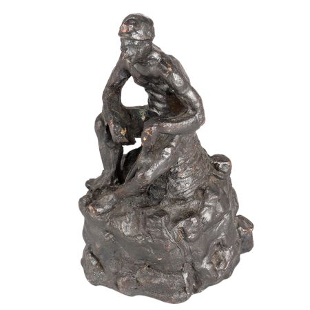 Modern Art Coal Mine Worker Sitting on Stone
