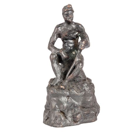 Modern Art Coal Mine Worker Sitting on Stone