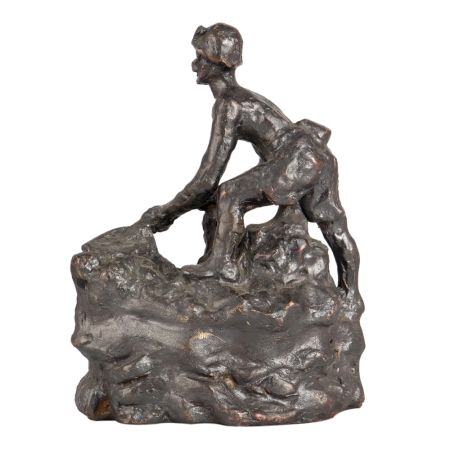 Modern Art Male Statue Working in Coal Mine