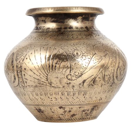 Vintage Kalash Water Pot Engraved with Artistic Work