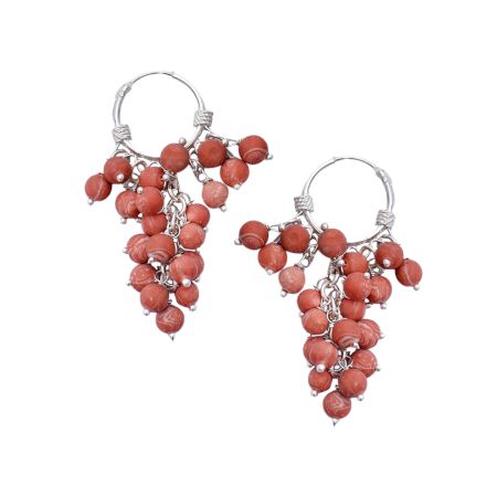 92.5 Sterling Silver Rust Stone Droop Dangle  Earrings