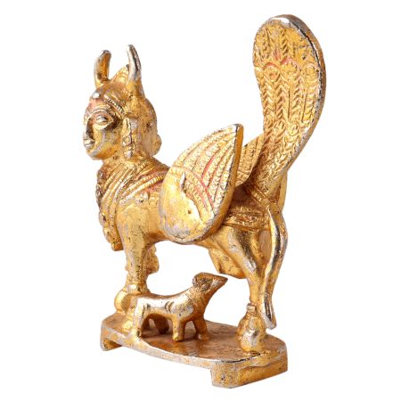 Brass Kamdhenu Cow Statue in Golden Finish