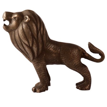 Handmade Brass Statue of Roaring Lion