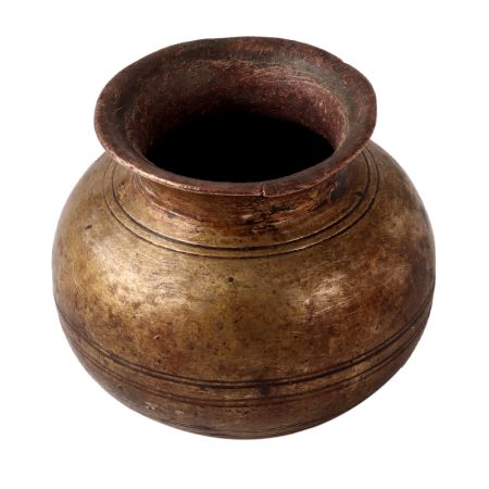 Brass Round Pot With Fine Carvings
