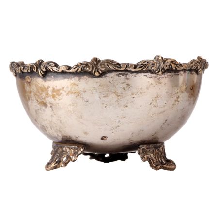 Brass Bowl With Legs In Nickel Finish