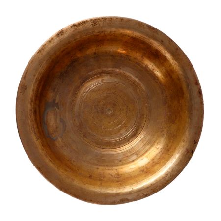 Old Brass Bowl With A Flat Base