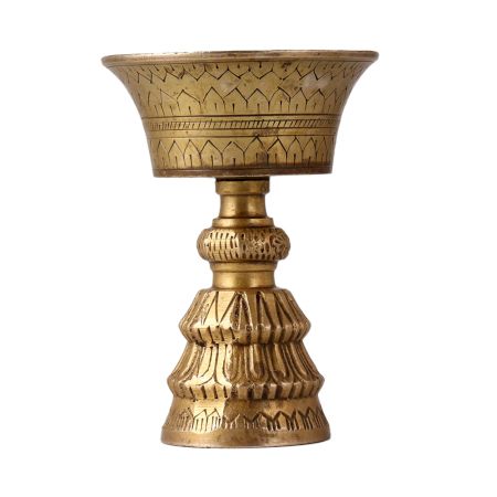 Brass Butter Lamp With A Cup And Long Stand
