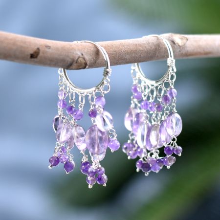 Amethyst Chandelier Earrings with 92.5 Sterling Silver