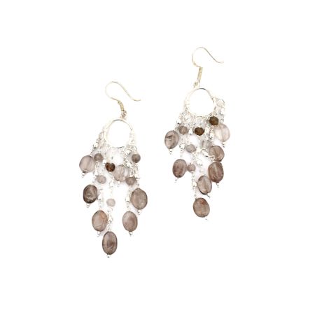Oval Quartz beads Chandelier 92.5 sterling Silver Earring