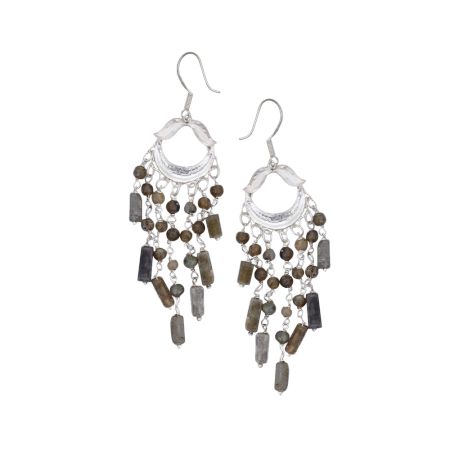 Brown Labradorite Dream Catcher Earrings With 92.5 Sterling Silver