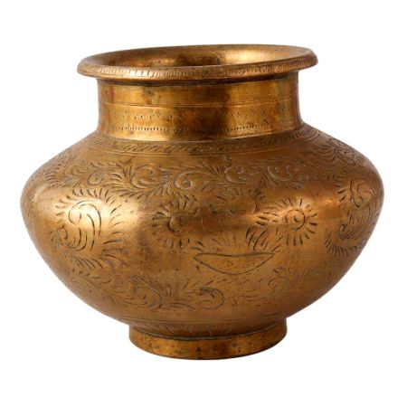 Unique and Decorative Vintage Brass Carved pot