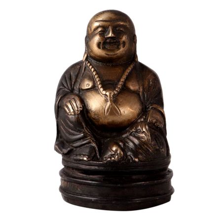 Brass Laughing Buddha Statue in Antique Finish