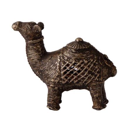 Small Brass Camel Statue in Tribal Art