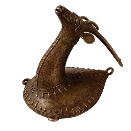 Brass Deer Head for Wall Hanging in Tribal Folk Art