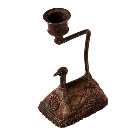 Handmade Brass Duck Candle Stand in Folk Art