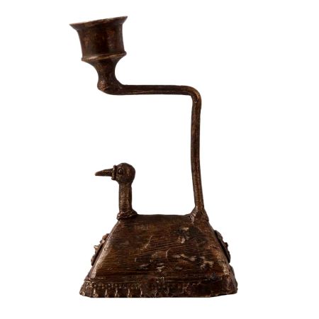 Handmade Brass Duck Candle Stand in Folk Art