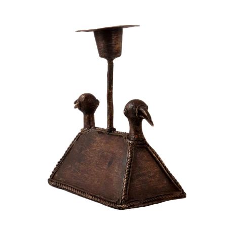 Vintage Brass Two Bird Head Candle Stand