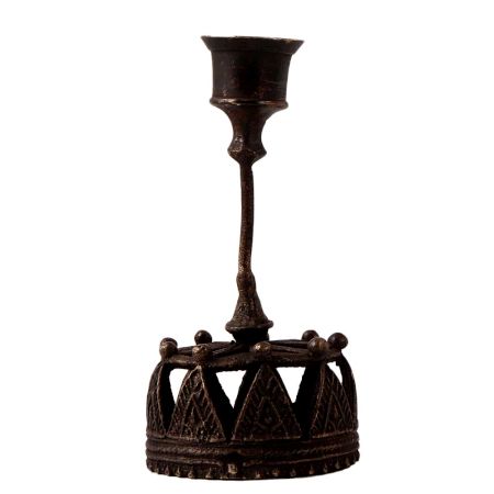 Brass Crown Candle Stand in Folk Art for Decor