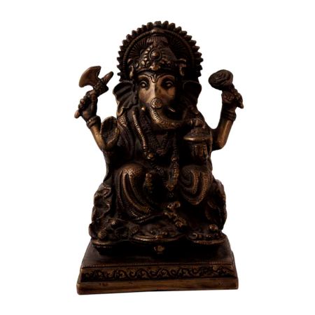Brass Seated Ganesha Idol for Home Decor