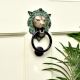 Brass Lion Head Door Knocker With Patina