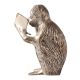 Brass Silver Statue of Monkey Reading Book