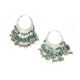 92.5 Sterling Silver Boho style Green Stone Hoop Earrings