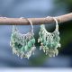 92.5 Sterling Silver Boho style Green Stone Hoop Earrings