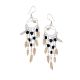 Black And Peach Beaded Dangle Drop Earrings in 92.5 Sterling Silver