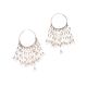 92.5 Sterling Silver White Beaded Women's Drop Tassel Earring