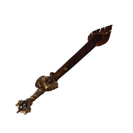 Brass natural decor Tool with Makara-head vajra and Flaming Sword