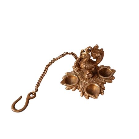 Brass Peacock Oil Lamp with Chain for Hanging