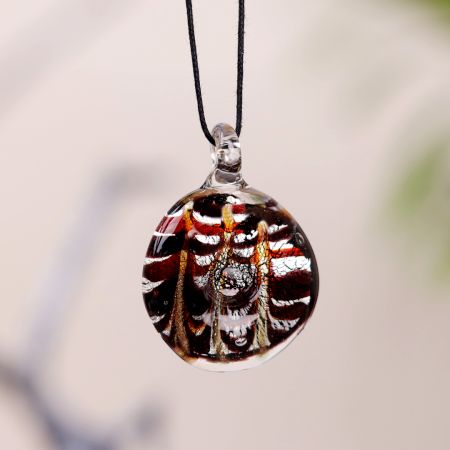 Lampwork Multicolor Round Glass Pendant for Gift - 1 Piece